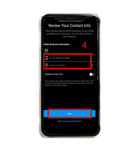 شماره تماس در اینستاگرام