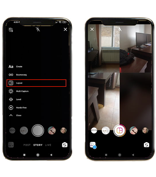 layout در استوری اینستاگرام