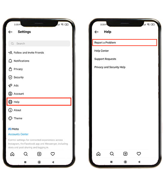 گزارش مشکل به اینستاگرام