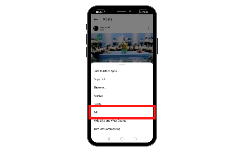 گزینه edit پست
