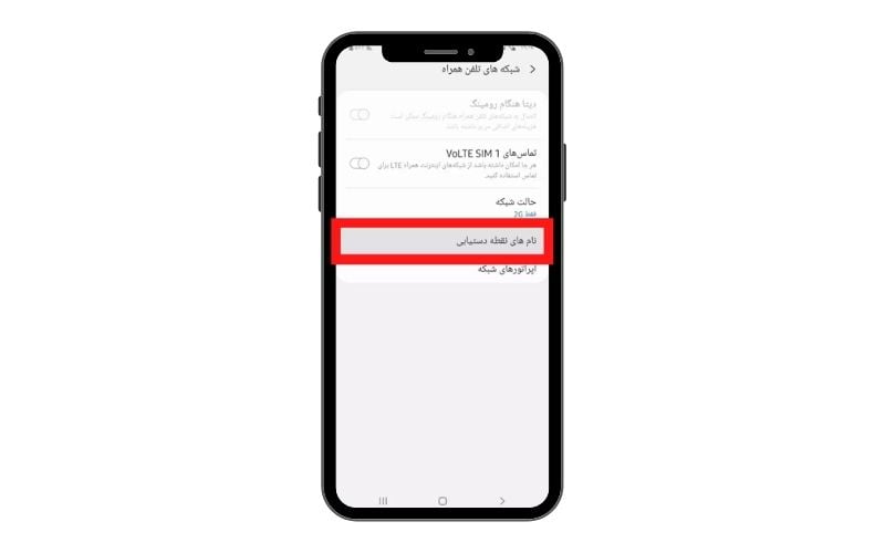 گزینه Access Point Names
