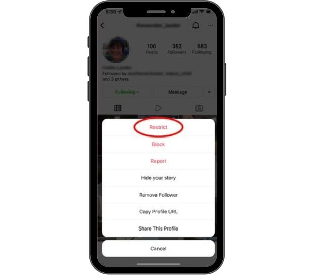  restrict از طریق پروفایل فالوورها