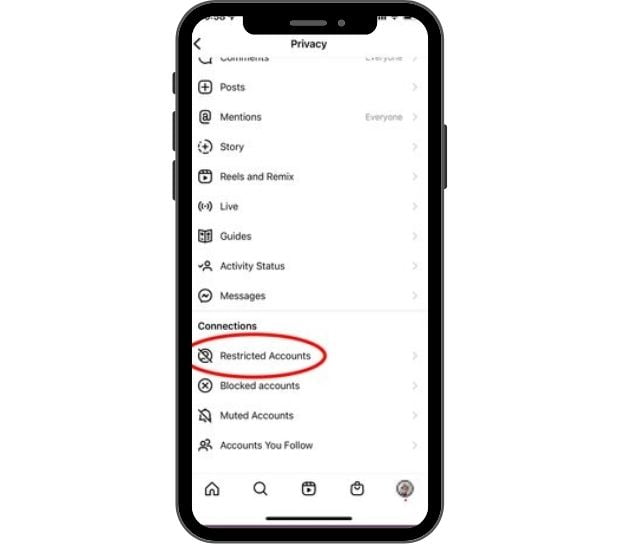 گزینه Restricted account