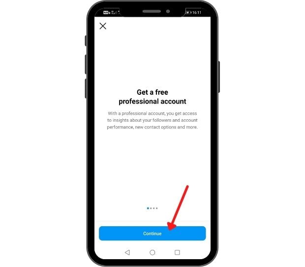 دکمه continue در اینستا