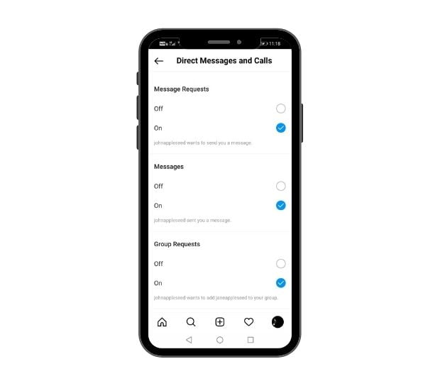 گزینه Direct Messages