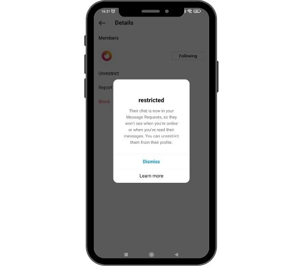 پیام restrict در دایرکت