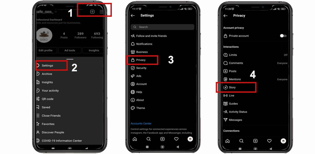 مخفی کردن استوری اینستاگرام