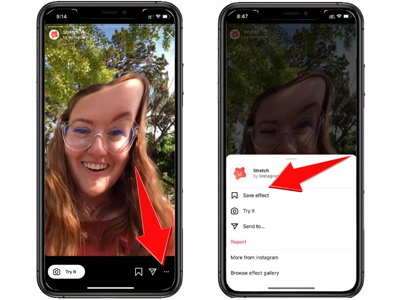مراحل فعال کردن افکت اینستا