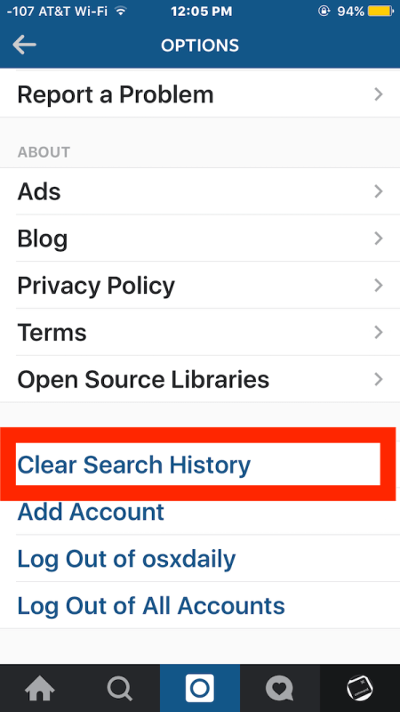 Clear Search History 