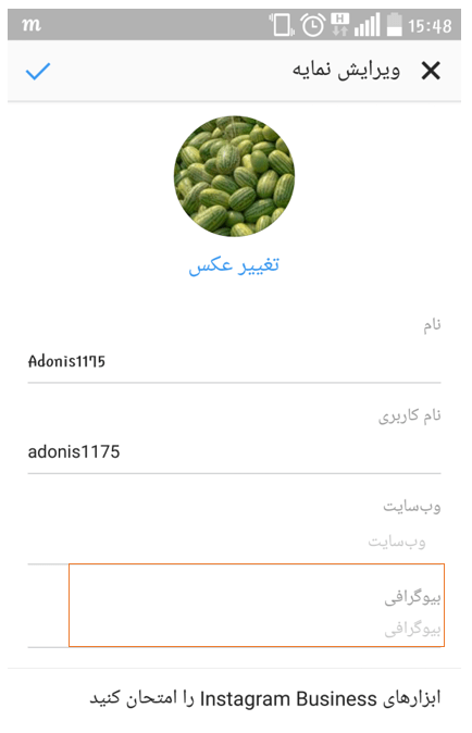 گذاشتن ترجمه در بیو اینستاگرام